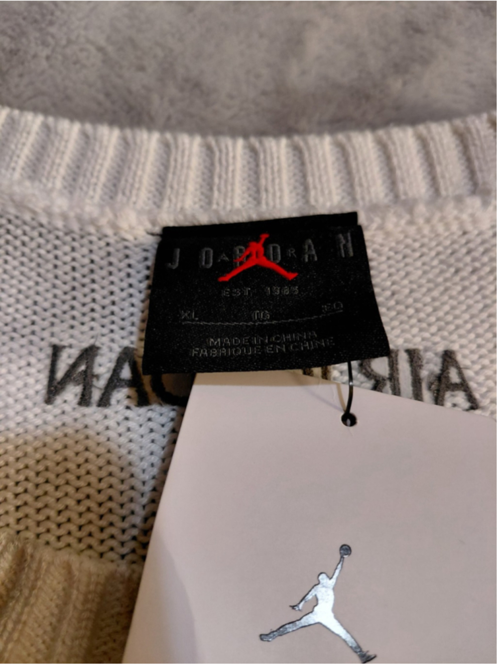 Air Jordan Print Nike Sweater Knit Mens Gray Loose Fit Distressed Size XL NWT - Picture 10 of 13